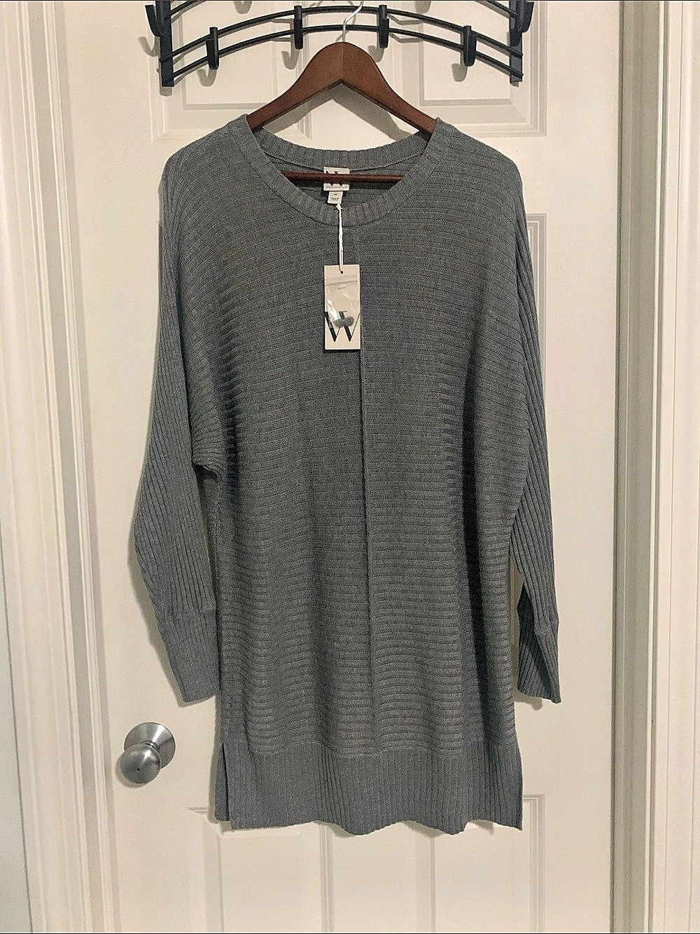 Worthington Gray Ribbed Crewneck Sweater Size Medium NWT